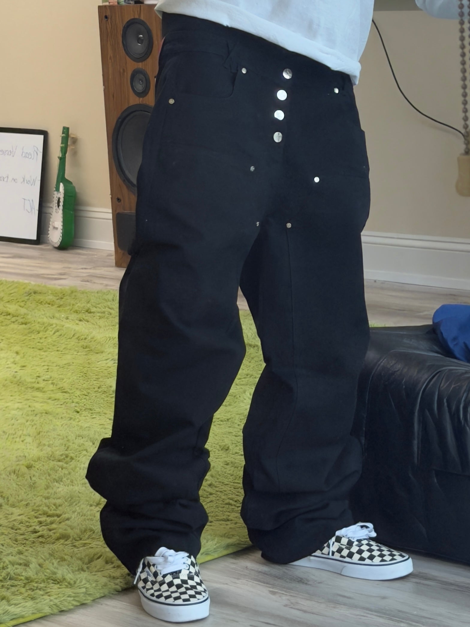 “BLACK” DOUBLE KNEE CARPENTER PANTS